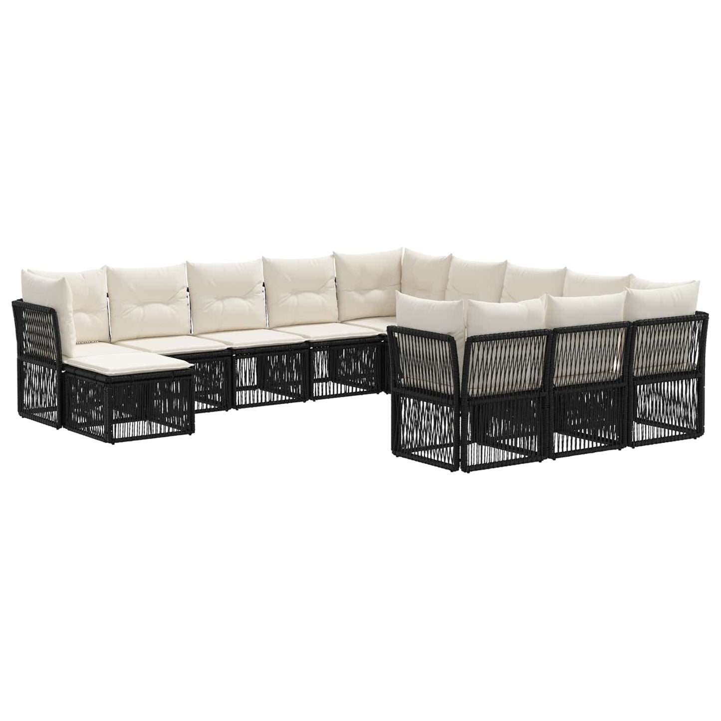 Tuinbankenset 12 pcs Zwart poly rattan is nu te koop bij PeponiXL, paradijselijk wonen!