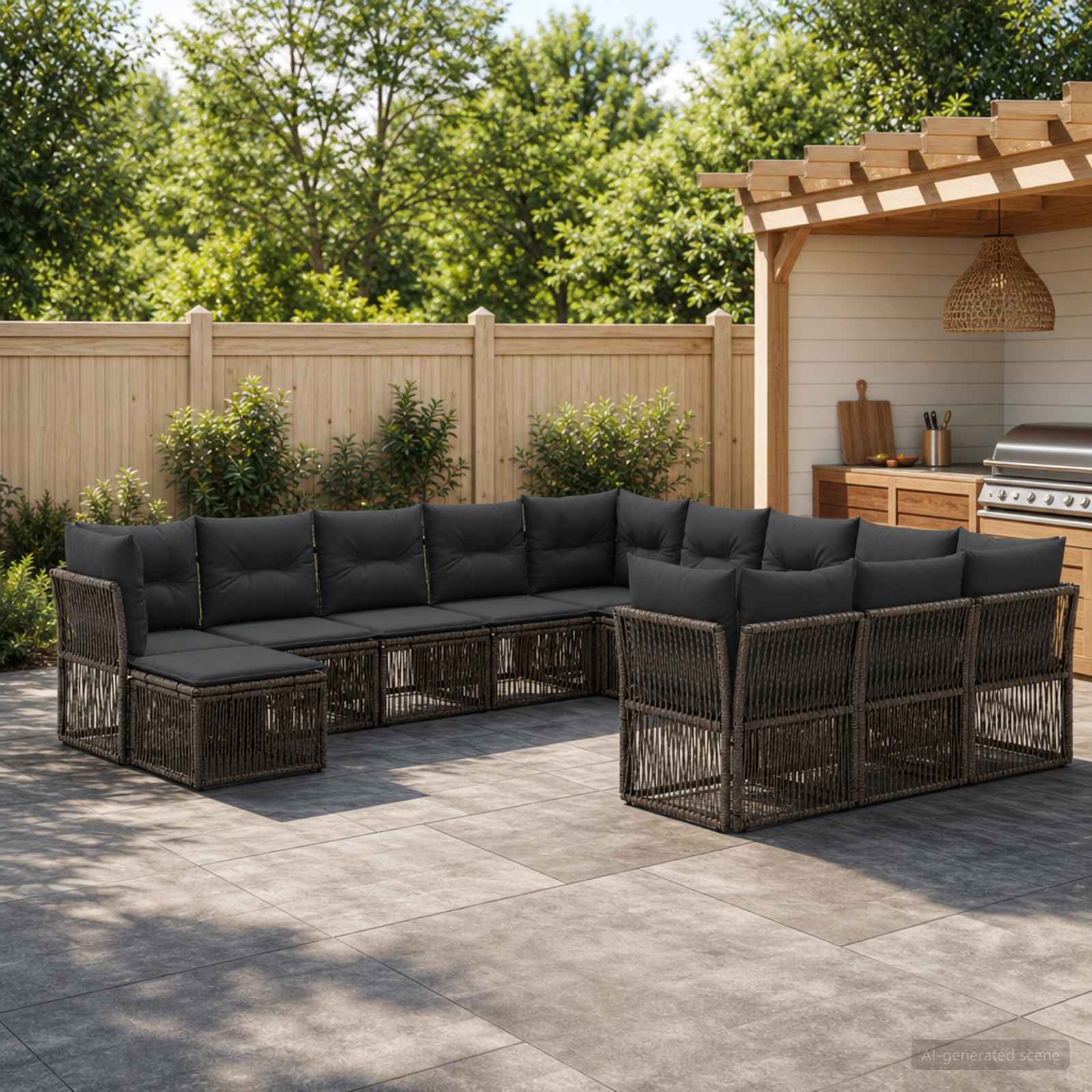 Tuinbankenset 12 pcs Grijs poly rattan is nu te koop bij PeponiXL, paradijselijk wonen!