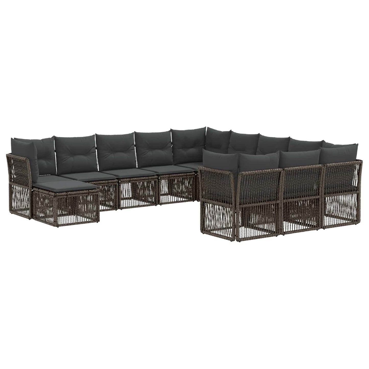 Tuinbankenset 12 pcs Grijs poly rattan is nu te koop bij PeponiXL, paradijselijk wonen!