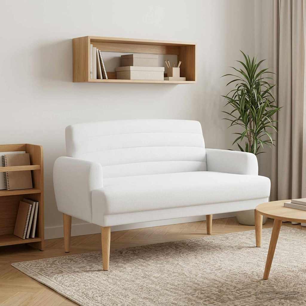 Loungebank met knopencomfort Wit 116 x 67 x 80 cm Stof
