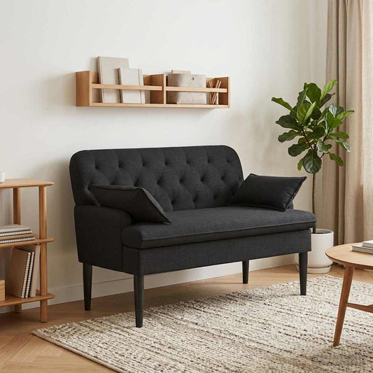 Loungebank met knopencomfort Zwart 111 x 68 x 80 cm Stof is nu te koop bij PeponiXL, paradijselijk wonen!