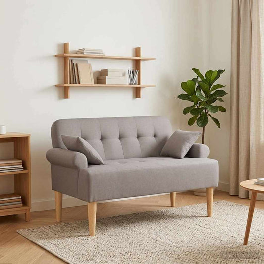 Loungebank met knopencomfort Taupe 120 x 65 x 79 cm Stof is nu te koop bij PeponiXL, paradijselijk wonen!