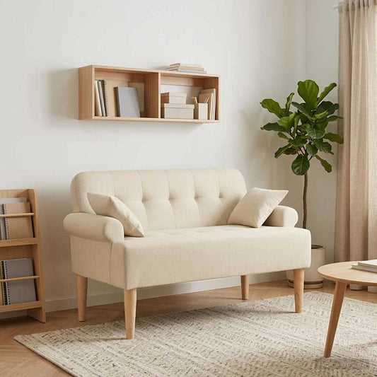 Loungebank met knopencomfort Crèmekleurig 120 x 65 x 79 cm Stof is nu te koop bij PeponiXL, paradijselijk wonen!