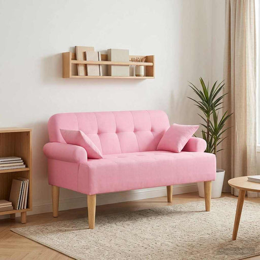 Loungebank met knopencomfort Roze 120 x 65 x 79 cm Stof is nu te koop bij PeponiXL, paradijselijk wonen!