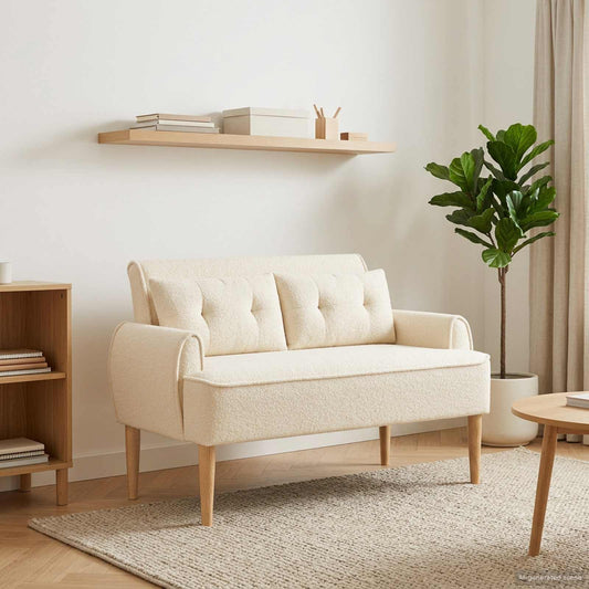 Loungebank met knopencomfort Crèmekleurig 117 x 67 x 77 cm is nu te koop bij PeponiXL, paradijselijk wonen!