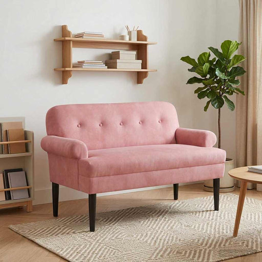 Loungebank met knopencomfort Roze 120 x 66 x 78 cm fluweel is nu te koop bij PeponiXL, paradijselijk wonen!