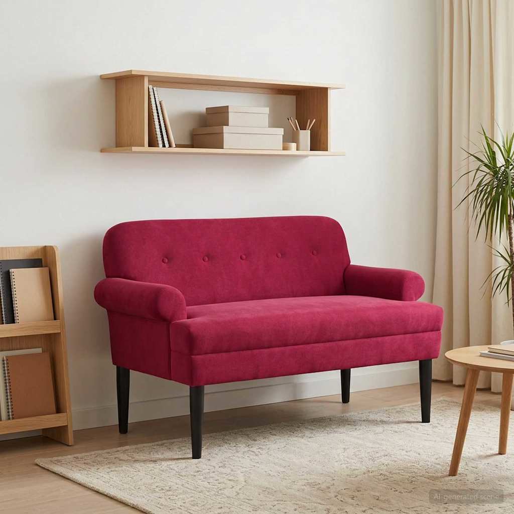 Loungebank met knopencomfort Wijnrood 120 x 66 x 78 cm fluweel
