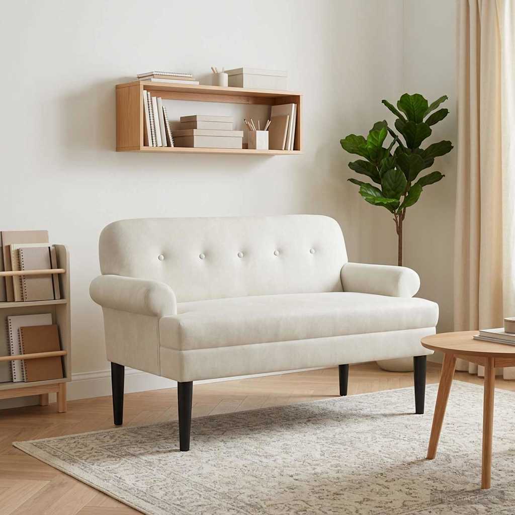 Loungebank met knopencomfort Crèmekleurig 120 x 66 x 78 cm