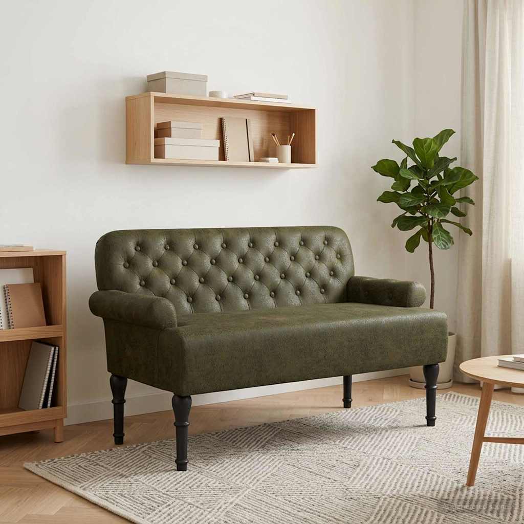 Loungebank met knopencomfort Legergroen 120 x 65 x 78 cm