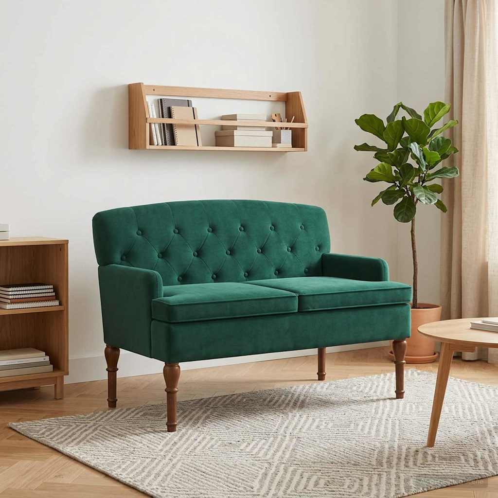 Loungebank met knopencomfort Donkergroen 111 x 65 x 79 cm