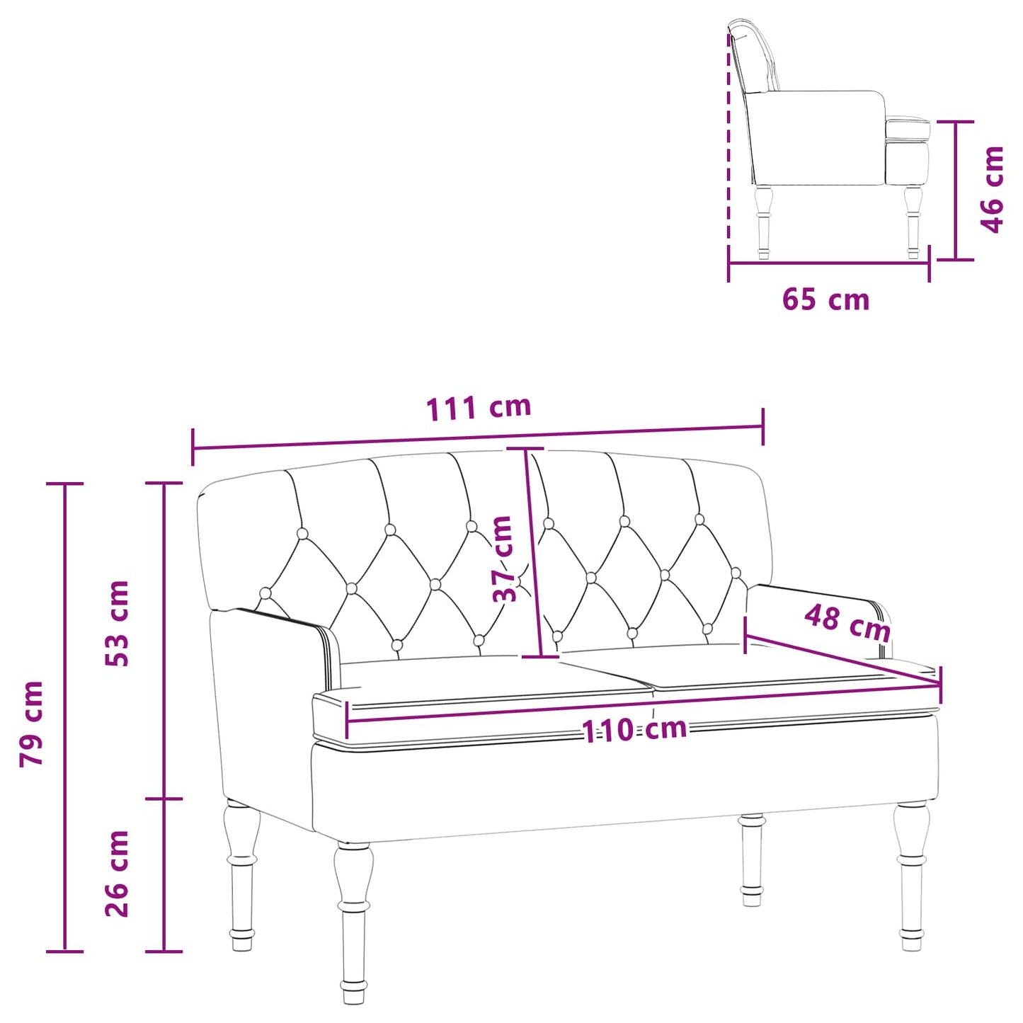 Loungebank met knopencomfort Donkergroen 111 x 65 x 79 cm