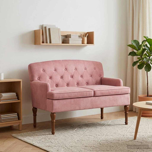 Loungebank met knopencomfort Roze 111 x 65 x 79 cm Fluweel is nu te koop bij PeponiXL, paradijselijk wonen!