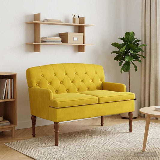 Loungebank met knopencomfort Lichtgeel 111 x 65 x 79 cm Fluweel is nu te koop bij PeponiXL, paradijselijk wonen!
