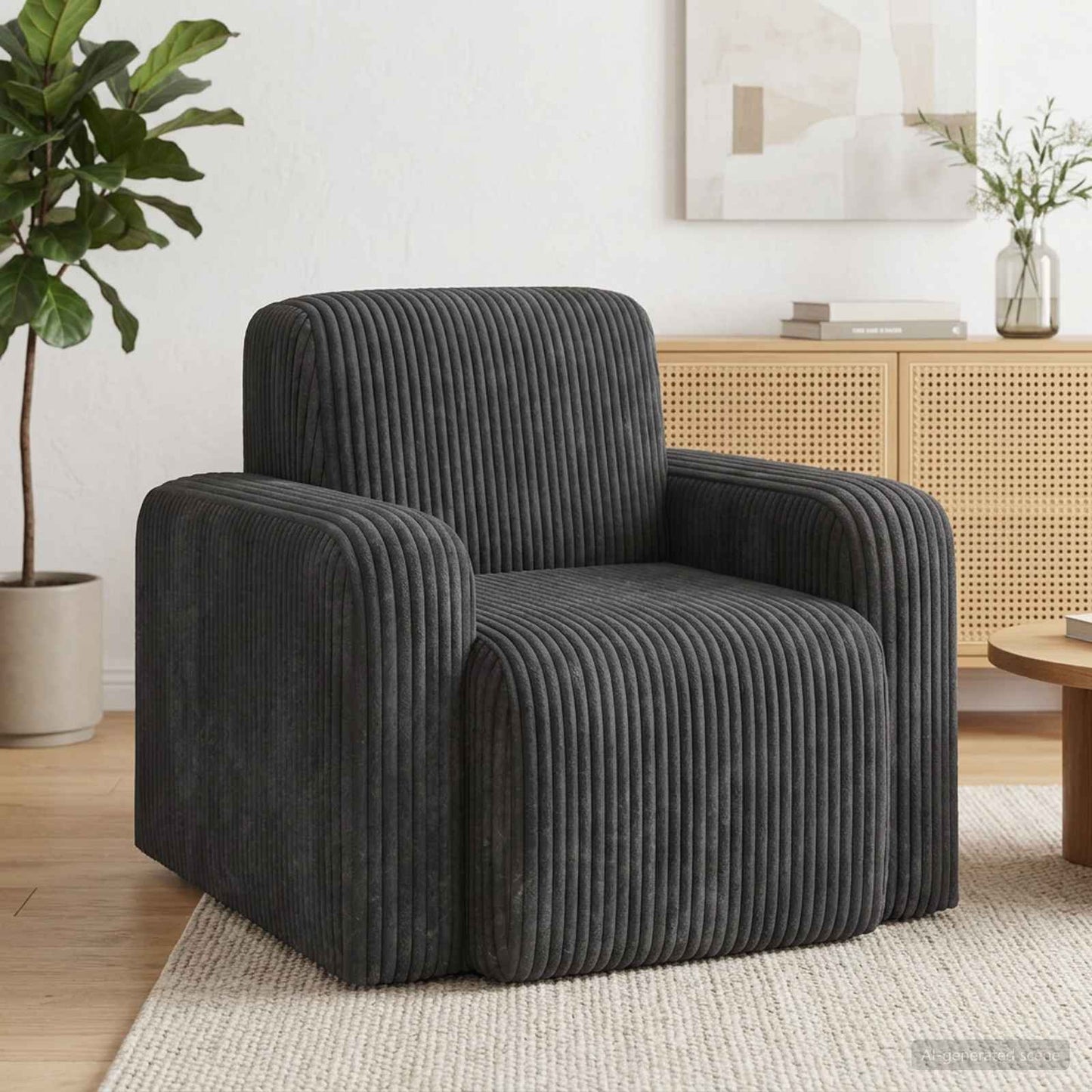 Fauteuil Donkergrijs corduroy is nu te koop bij PeponiXL, paradijselijk wonen!