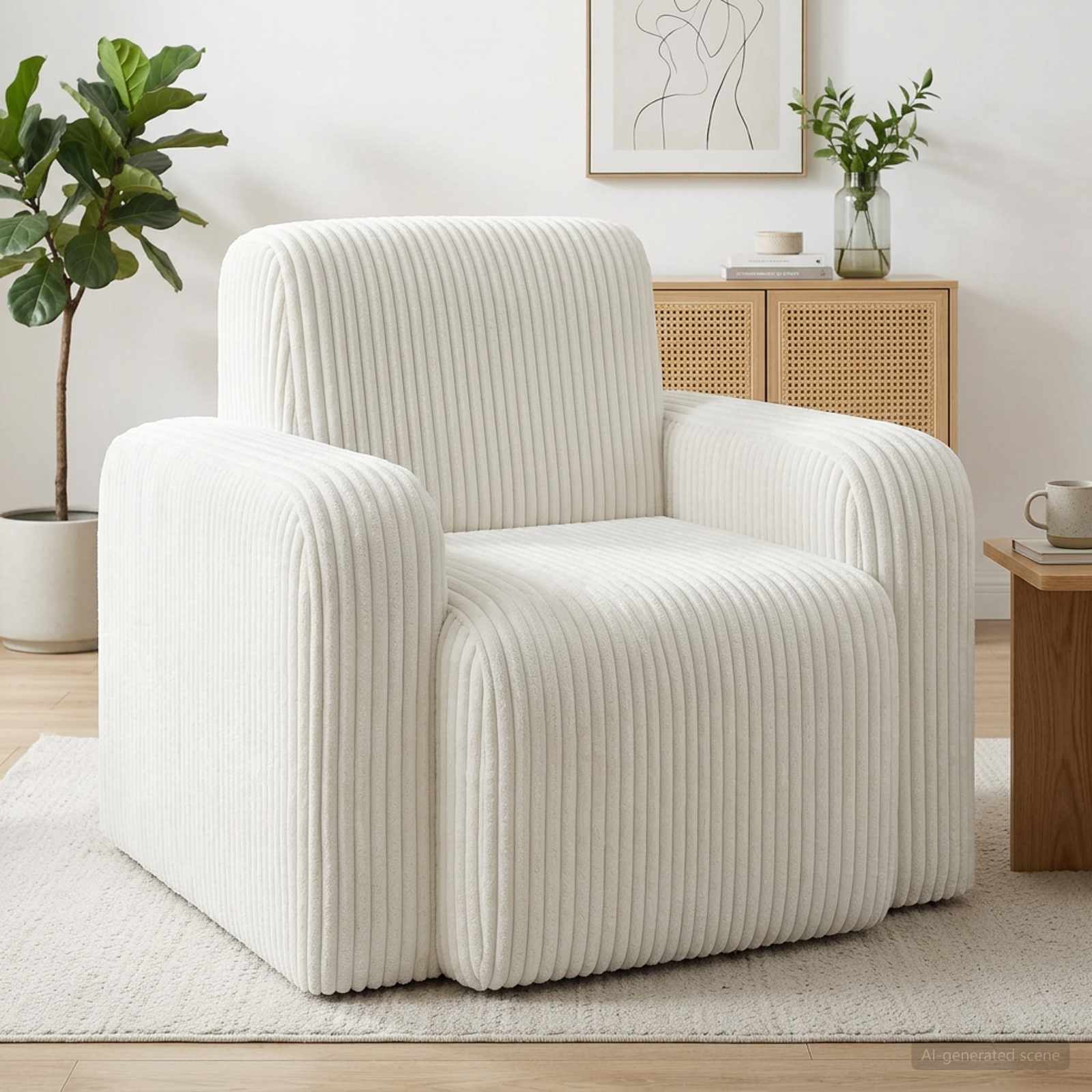 Fauteuil Crèmekleurig corduroy is nu te koop bij PeponiXL, paradijselijk wonen!