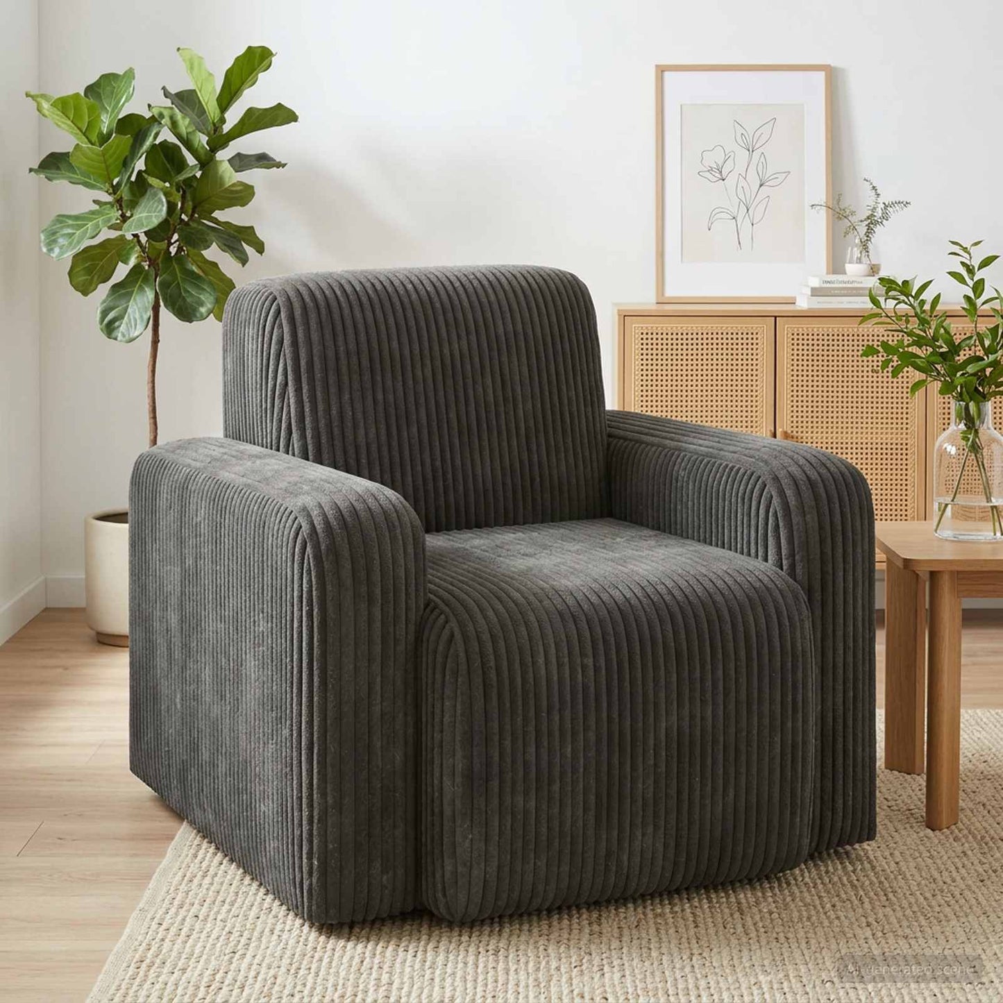 Fauteuil Antraciet corduroy is nu te koop bij PeponiXL, paradijselijk wonen!