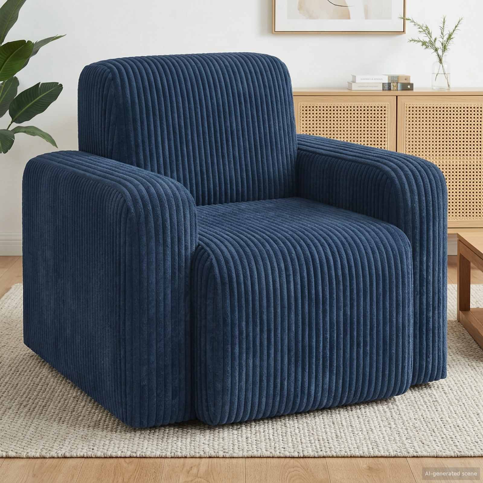 Fauteuil Marineblauw corduroy is nu te koop bij PeponiXL, paradijselijk wonen!