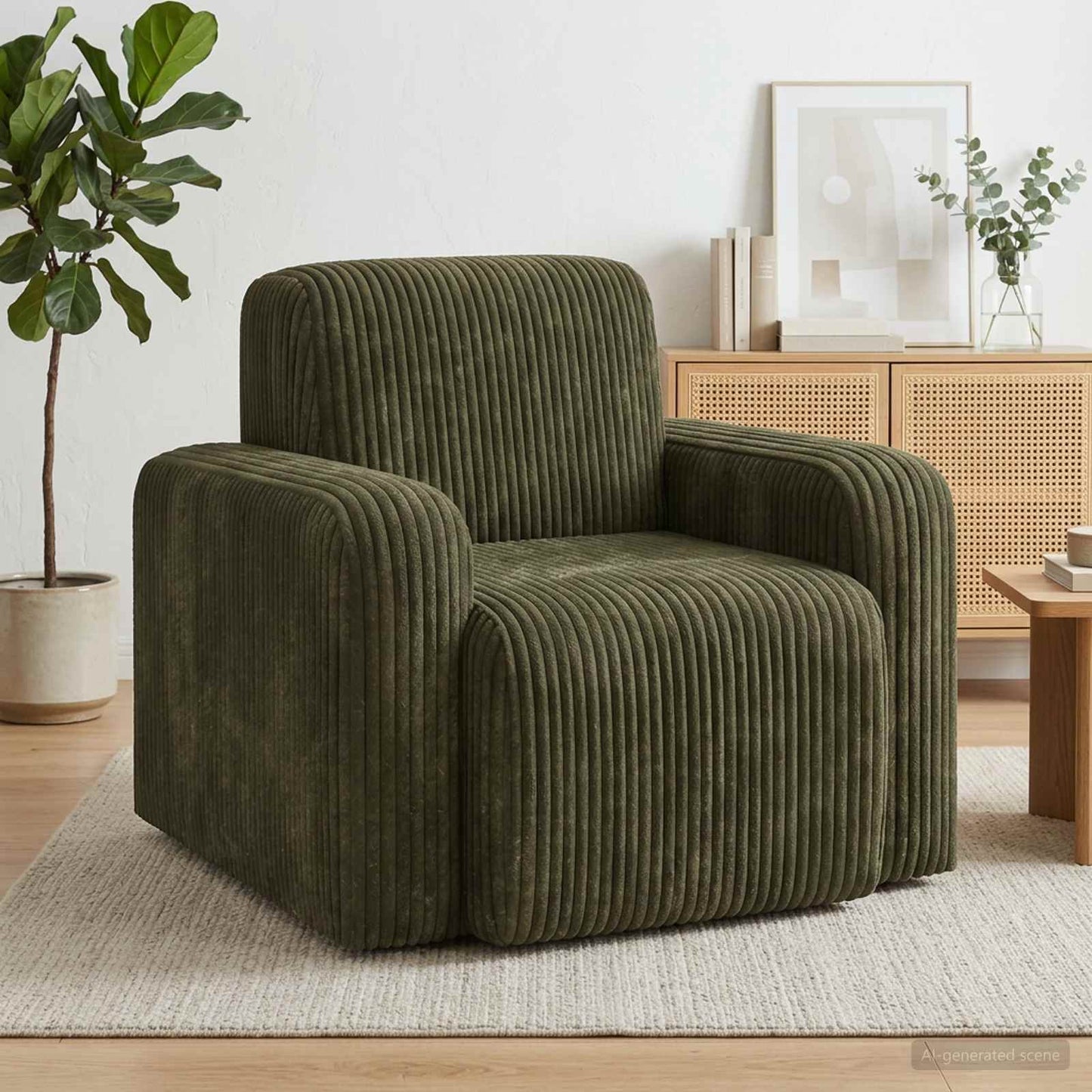 Fauteuil Groen corduroy is nu te koop bij PeponiXL, paradijselijk wonen!
