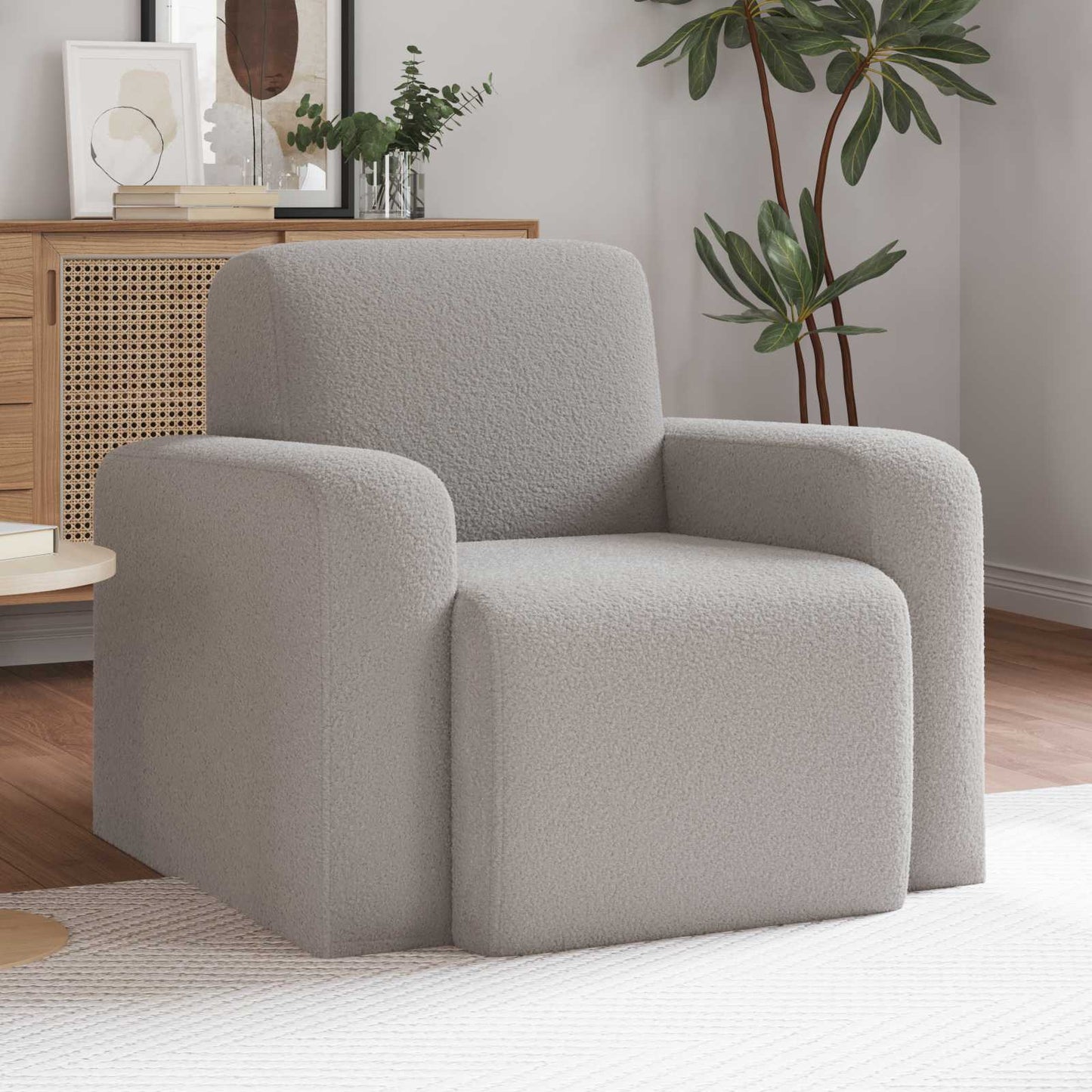 Fauteuil Lichtgrijs Bouclé is nu te koop bij PeponiXL, paradijselijk wonen!