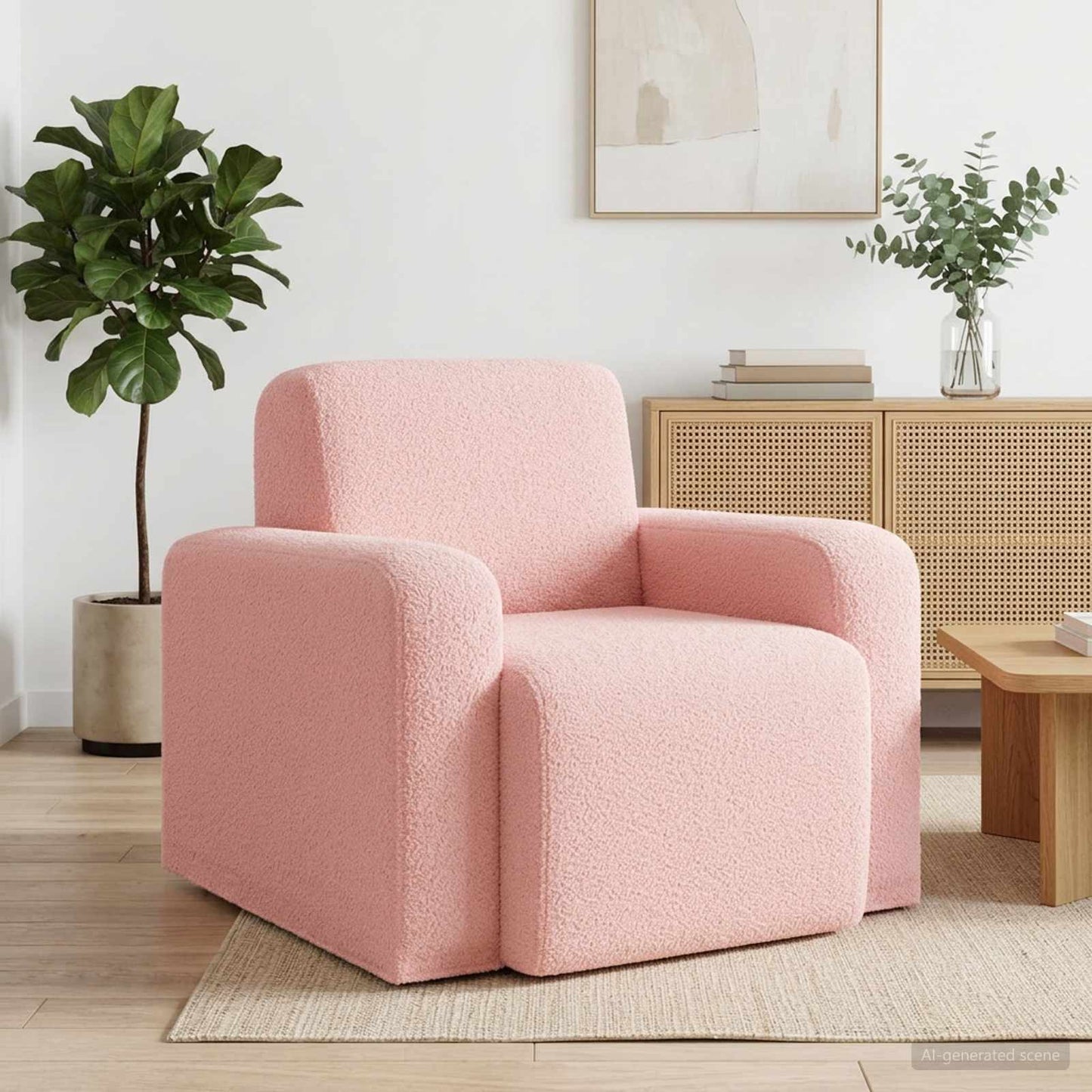 Fauteuil Roze Bouclé is nu te koop bij PeponiXL, paradijselijk wonen!