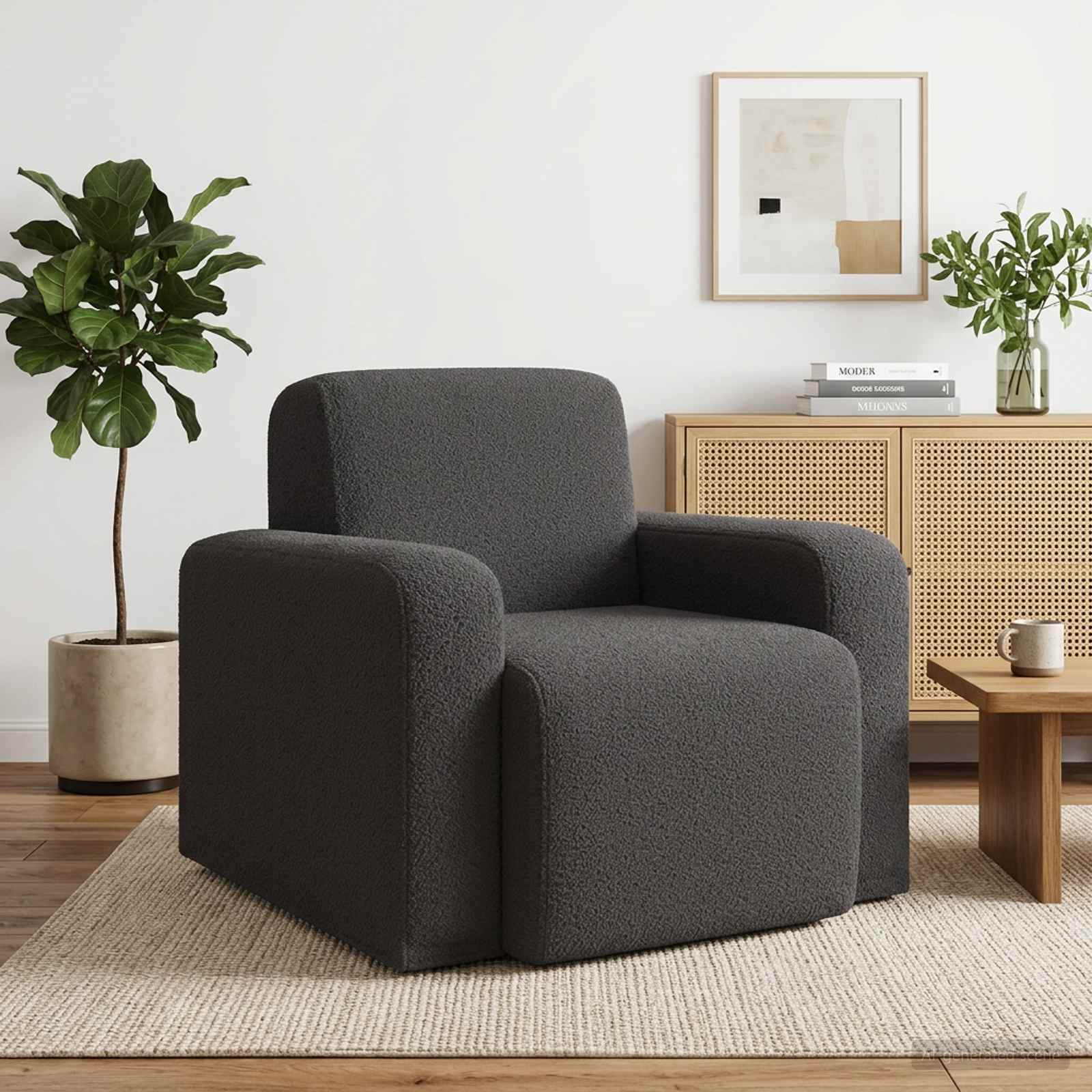 Fauteuil Donkergrijs Bouclé is nu te koop bij PeponiXL, paradijselijk wonen!