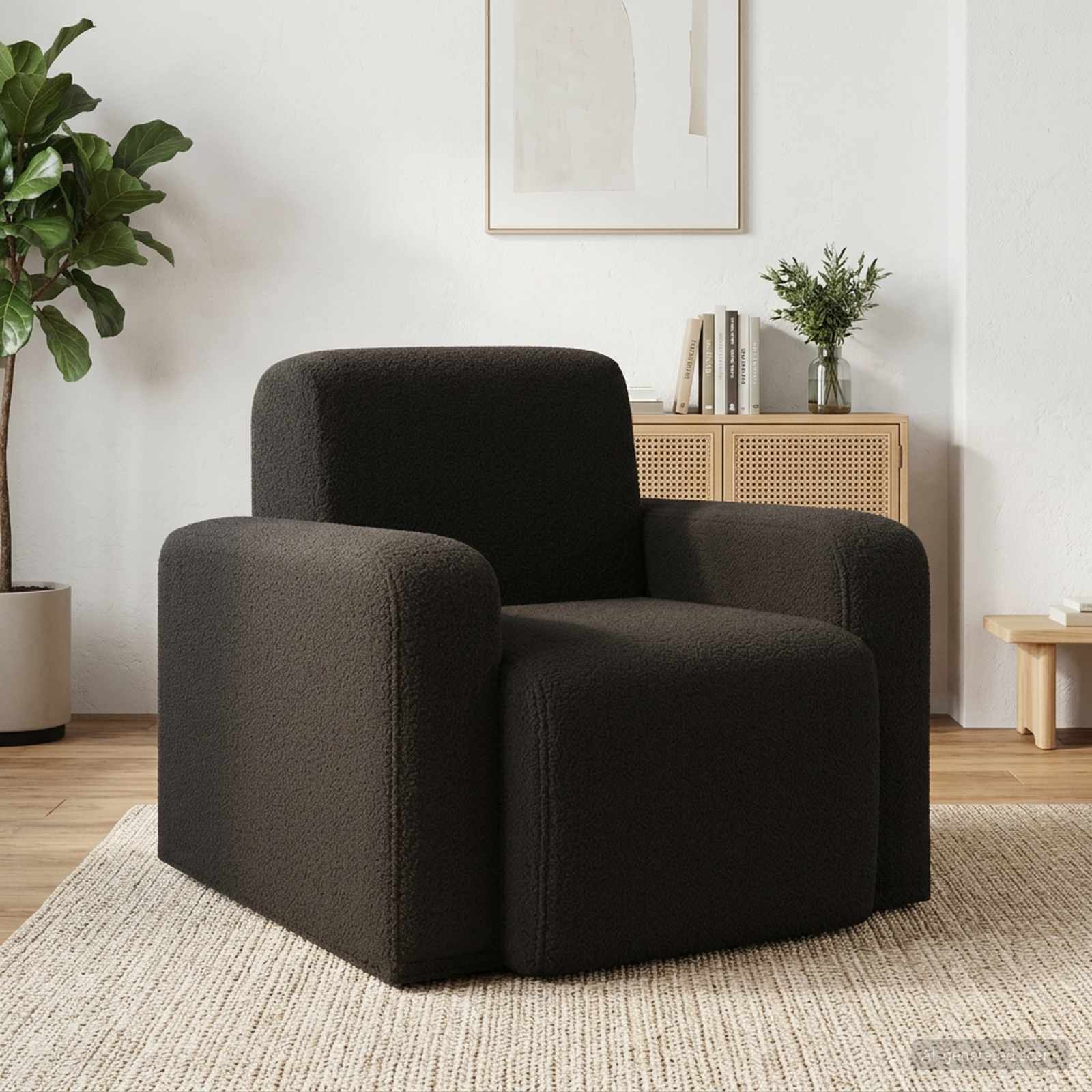Fauteuil Zwart Bouclé is nu te koop bij PeponiXL, paradijselijk wonen!