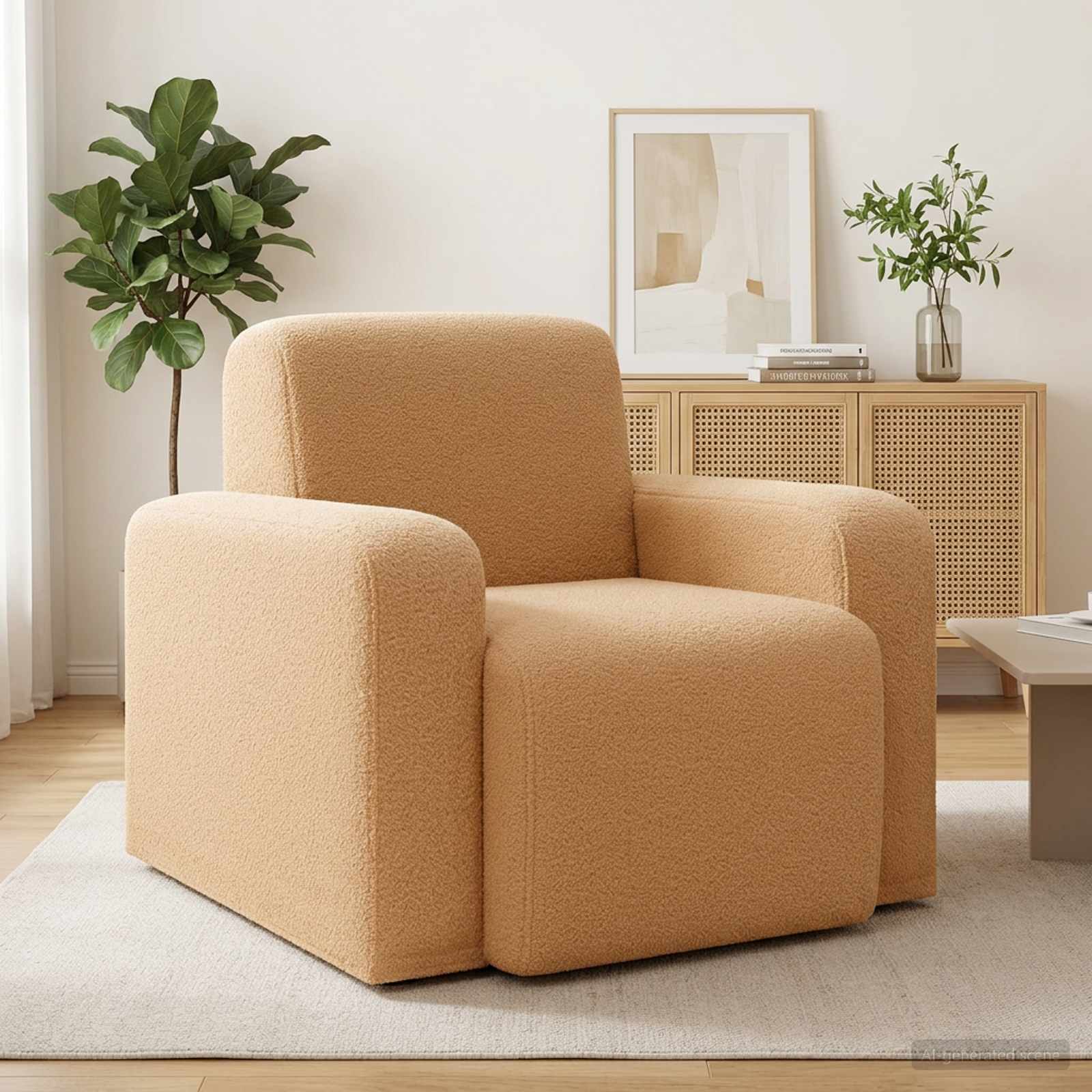 Fauteuil Beige Bouclé is nu te koop bij PeponiXL, paradijselijk wonen!