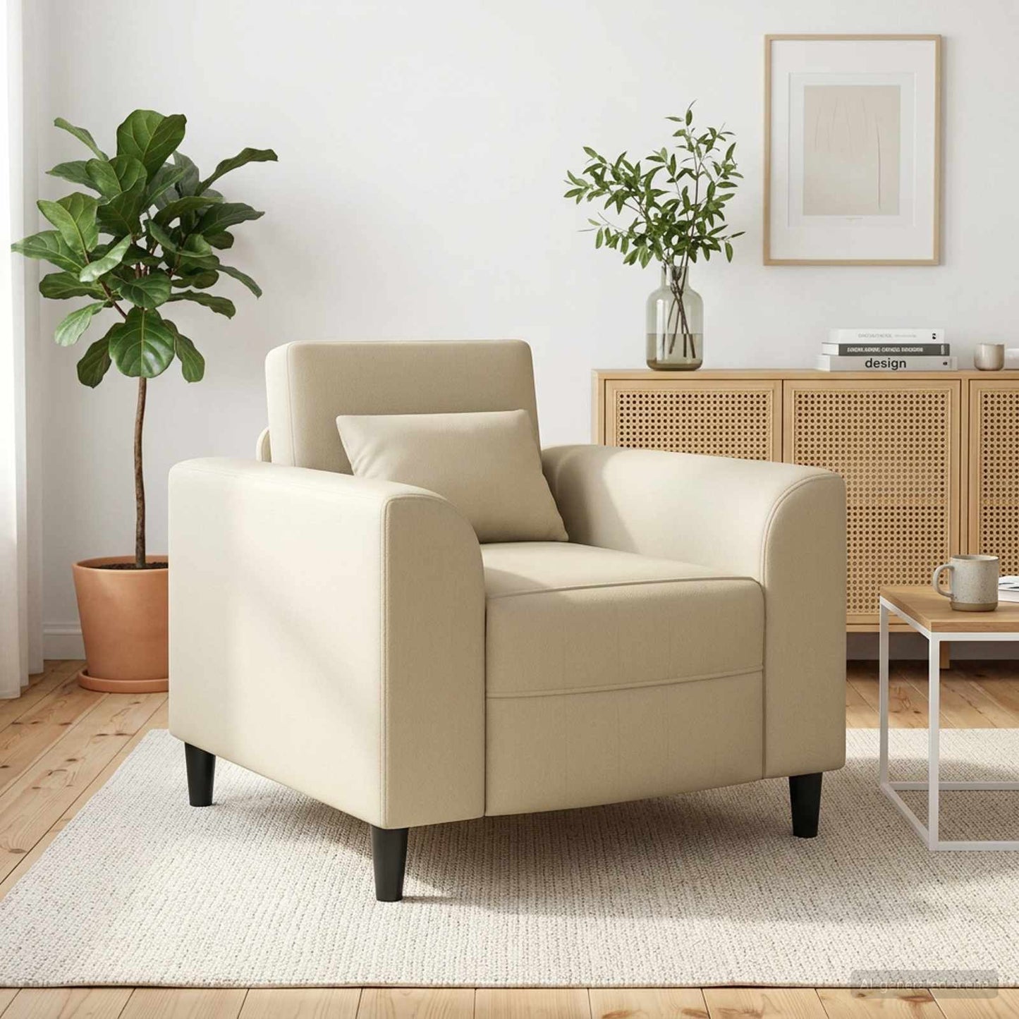 Fauteuil Crèmekleurig Kunstleer is nu te koop bij PeponiXL, paradijselijk wonen!