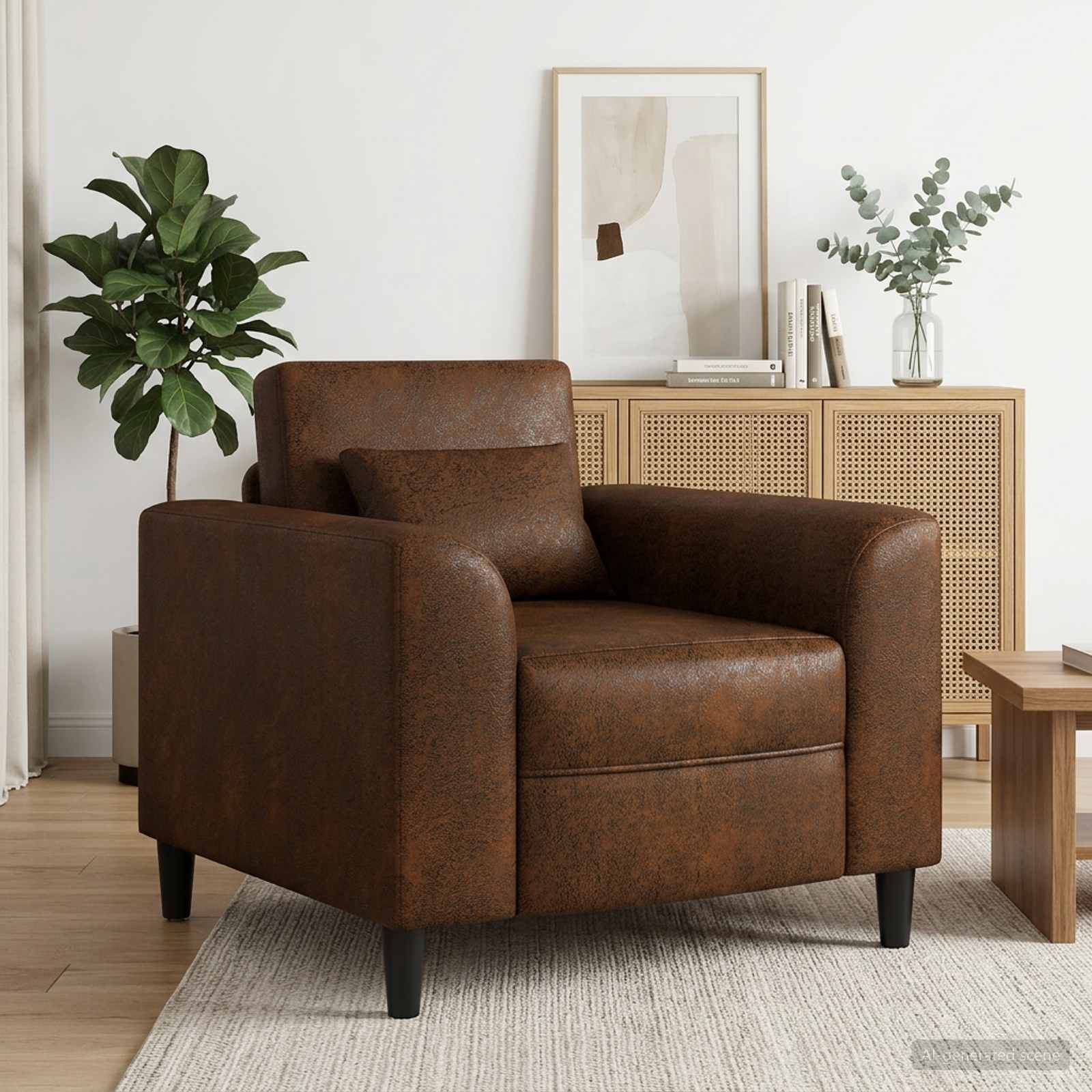 Fauteuil Bruin Nep Suede Leer is nu te koop bij PeponiXL, paradijselijk wonen!