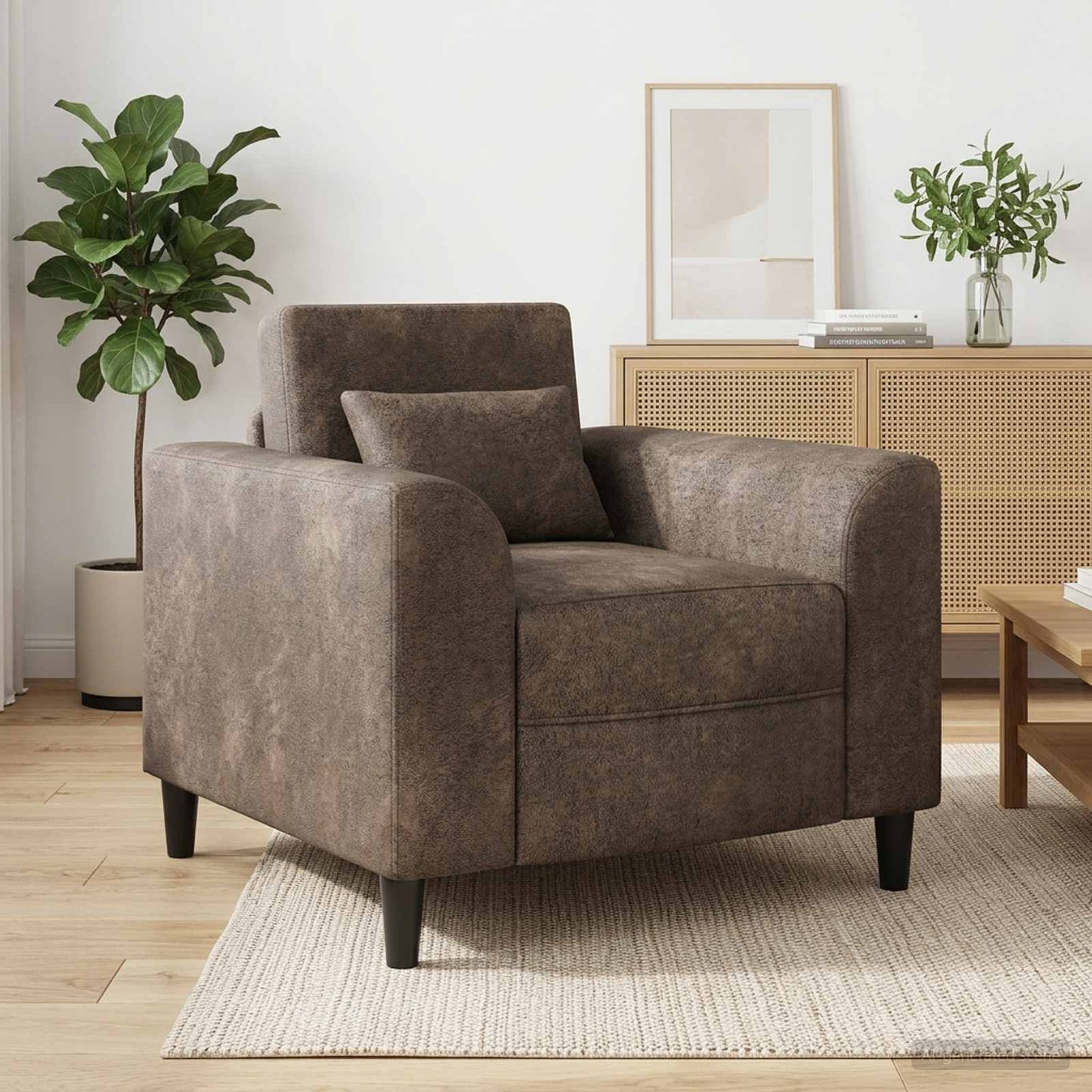 Fauteuil Donkergrijs Nep Suede Leer is nu te koop bij PeponiXL, paradijselijk wonen!