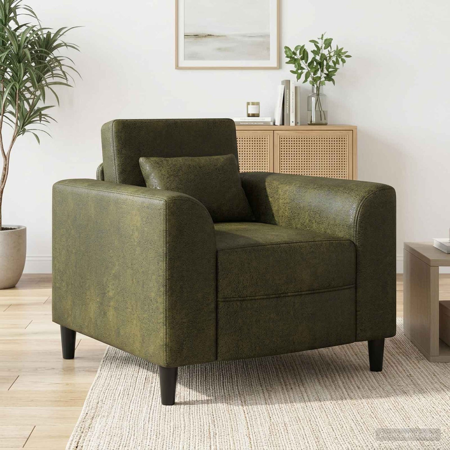 Fauteuil Legergroen Nep Suede Leer is nu te koop bij PeponiXL, paradijselijk wonen!