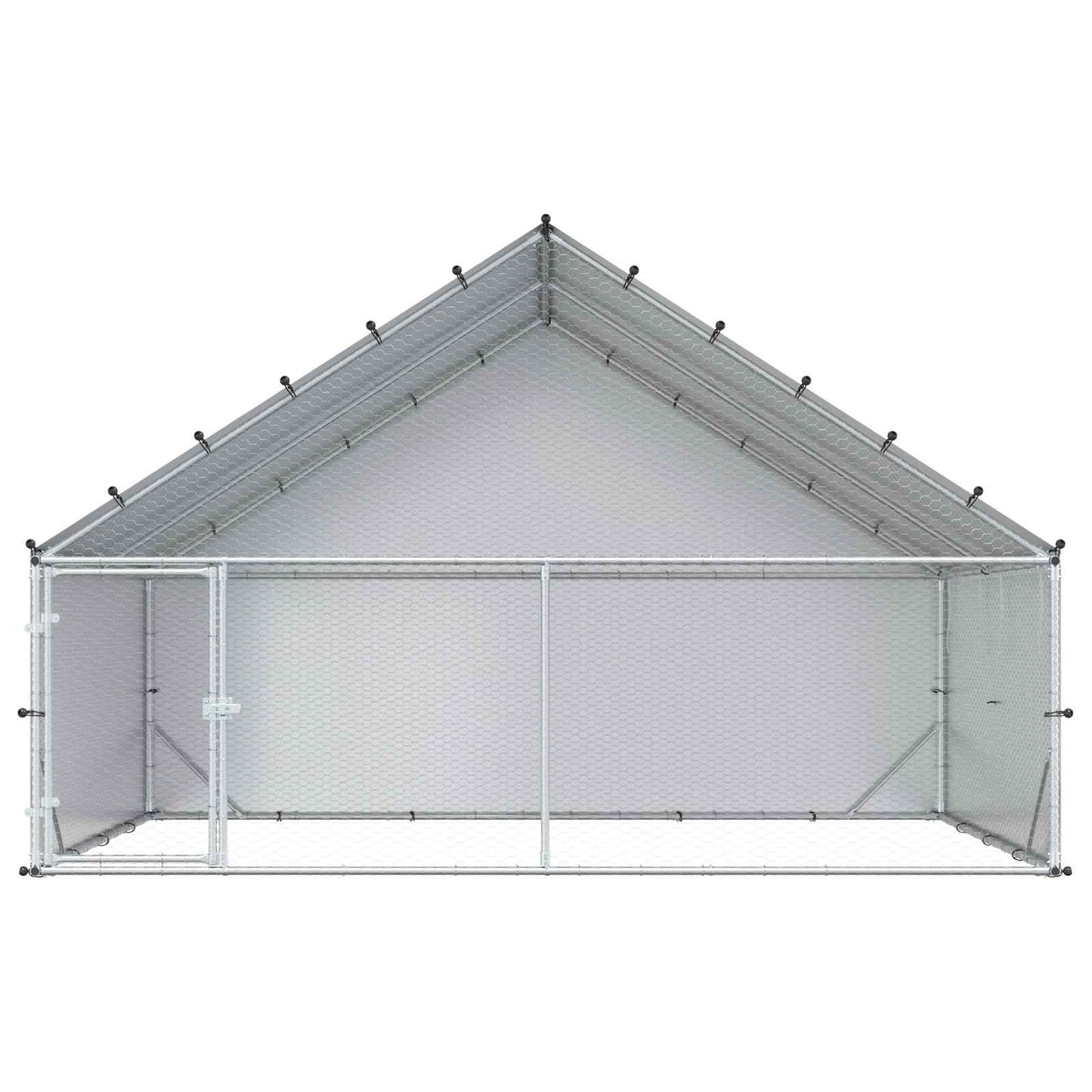 Kippenhok met dak Zilverkleurig 300 x 200 x 190 cm