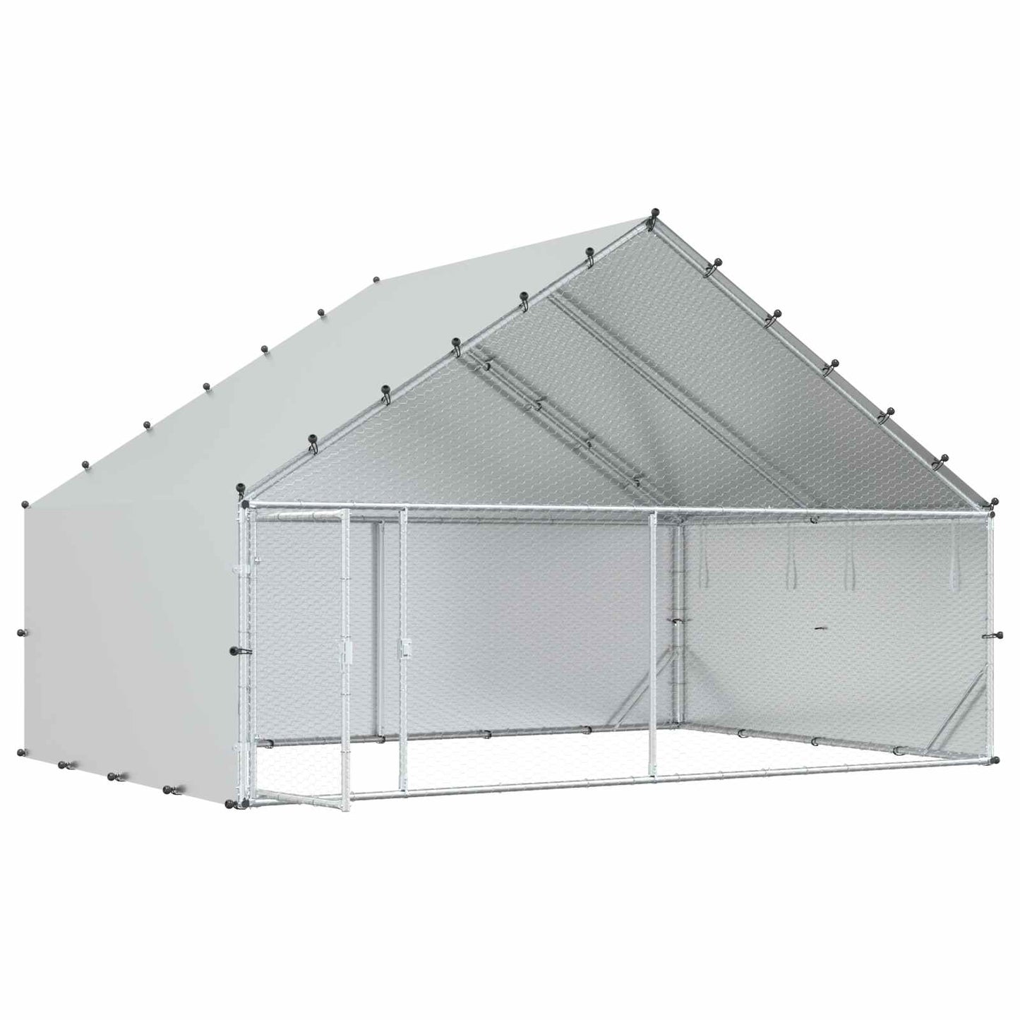 Kippenhok met dak Zilverkleurig 300 x 200 x 190 cm