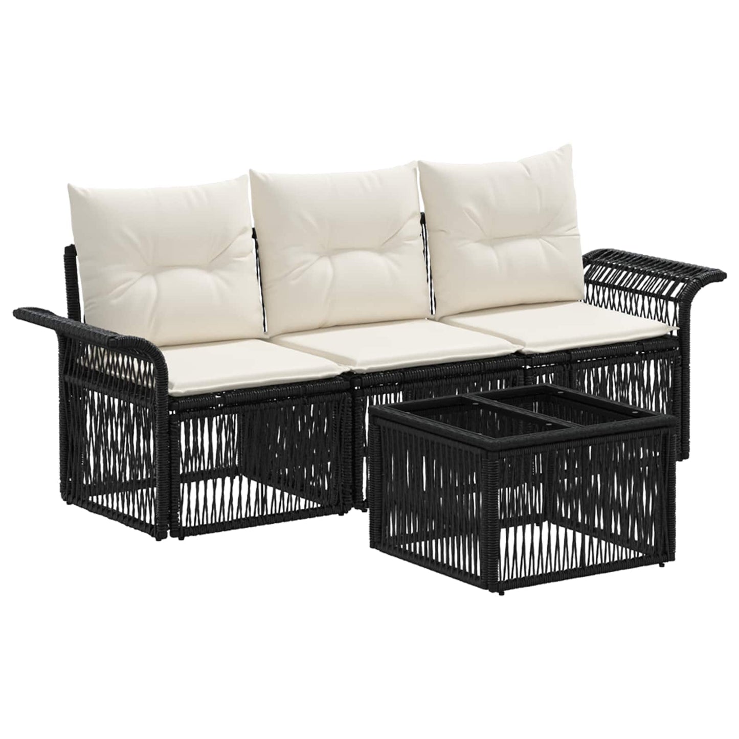 Tuinbankenset 4 pcs Zwart poly rattan is nu te koop bij PeponiXL, paradijselijk wonen!