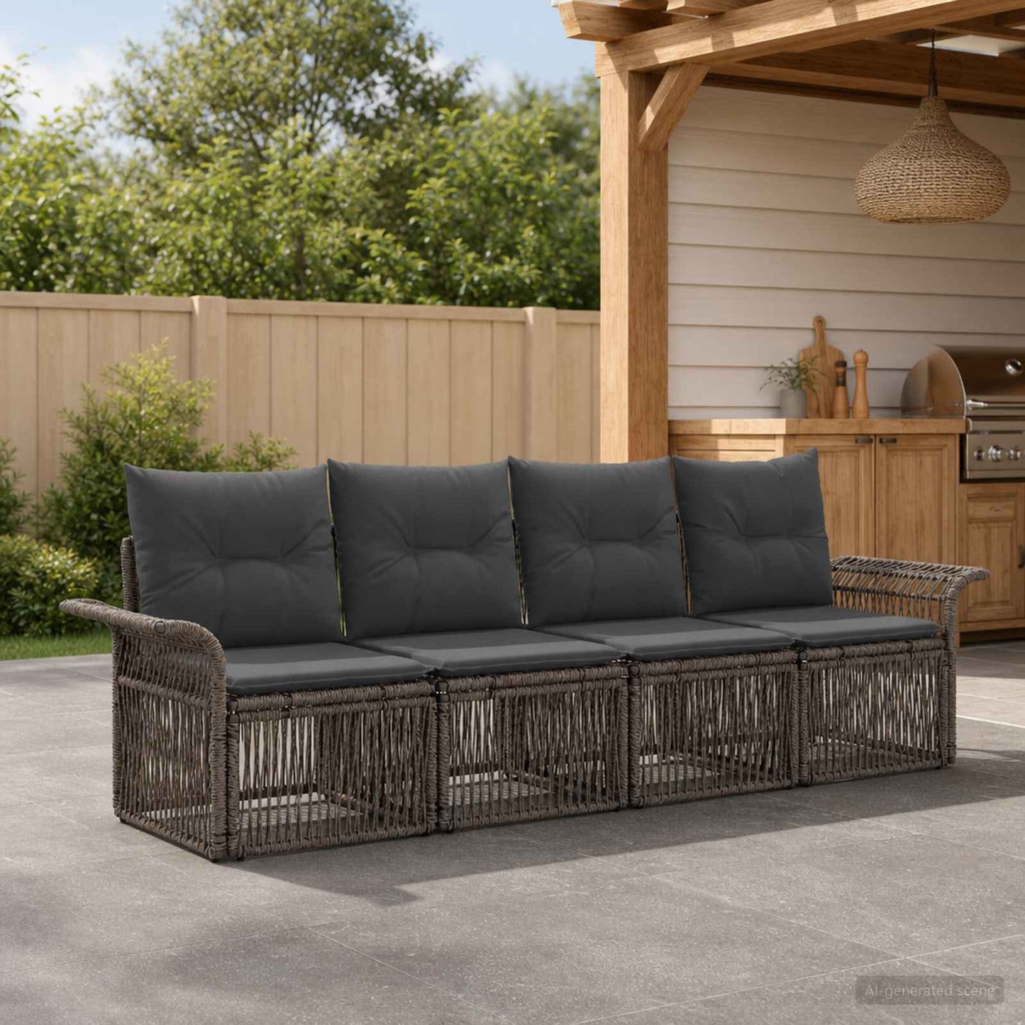 Tuinbankenset 4 pcs Grijs poly rattan is nu te koop bij PeponiXL, paradijselijk wonen!