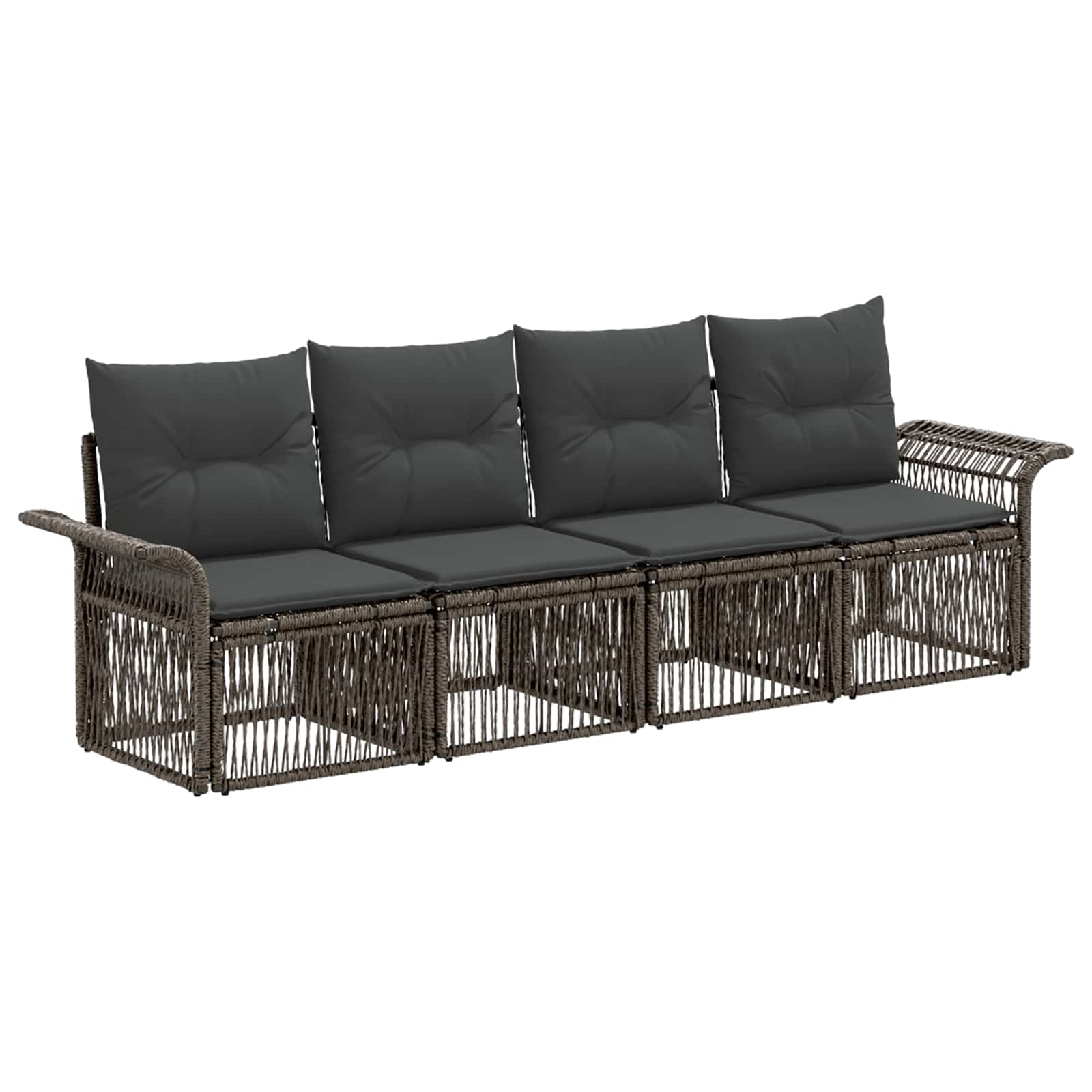 Tuinbankenset 4 pcs Grijs poly rattan is nu te koop bij PeponiXL, paradijselijk wonen!