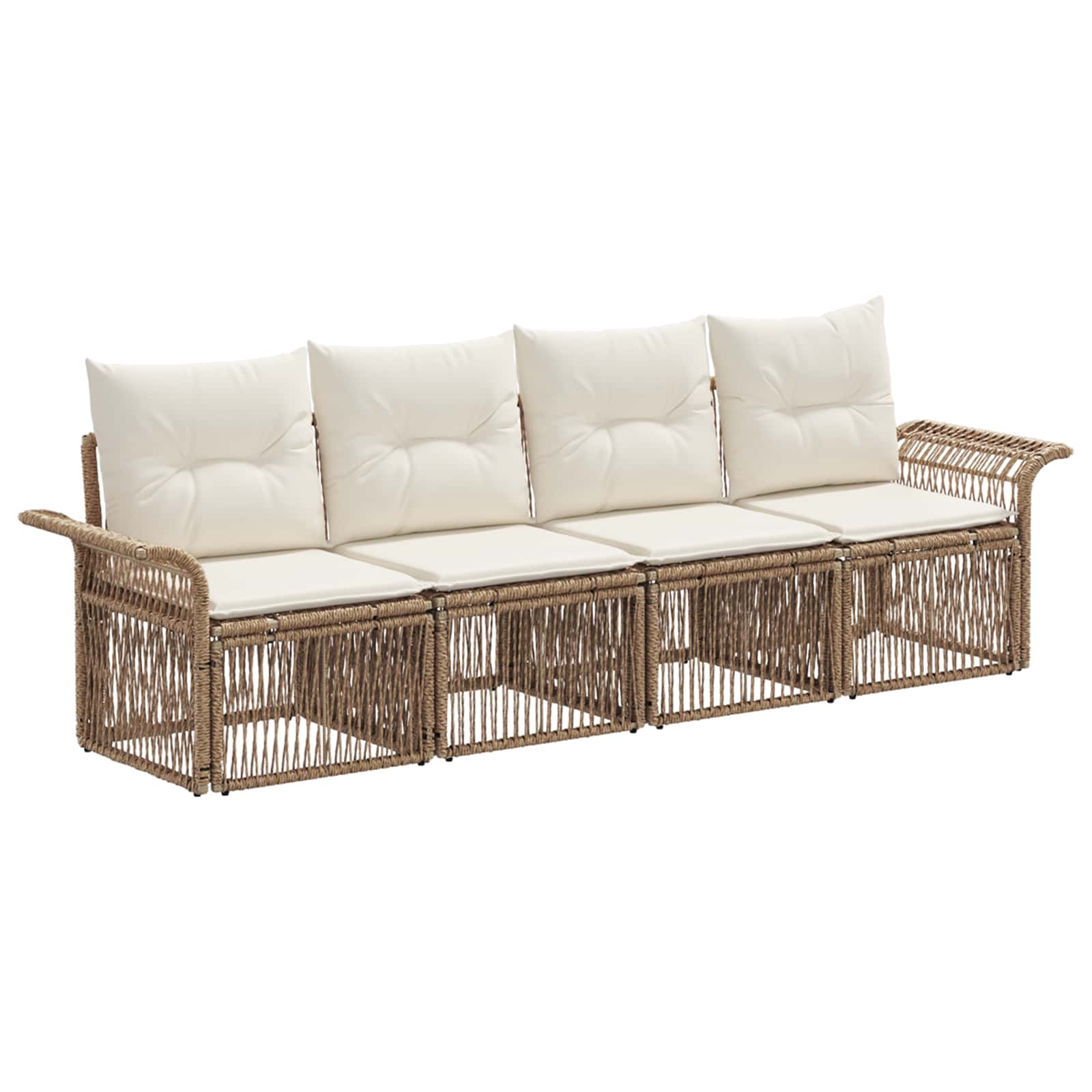 Tuinbankenset 4 pcs Beige poly rattan is nu te koop bij PeponiXL, paradijselijk wonen!