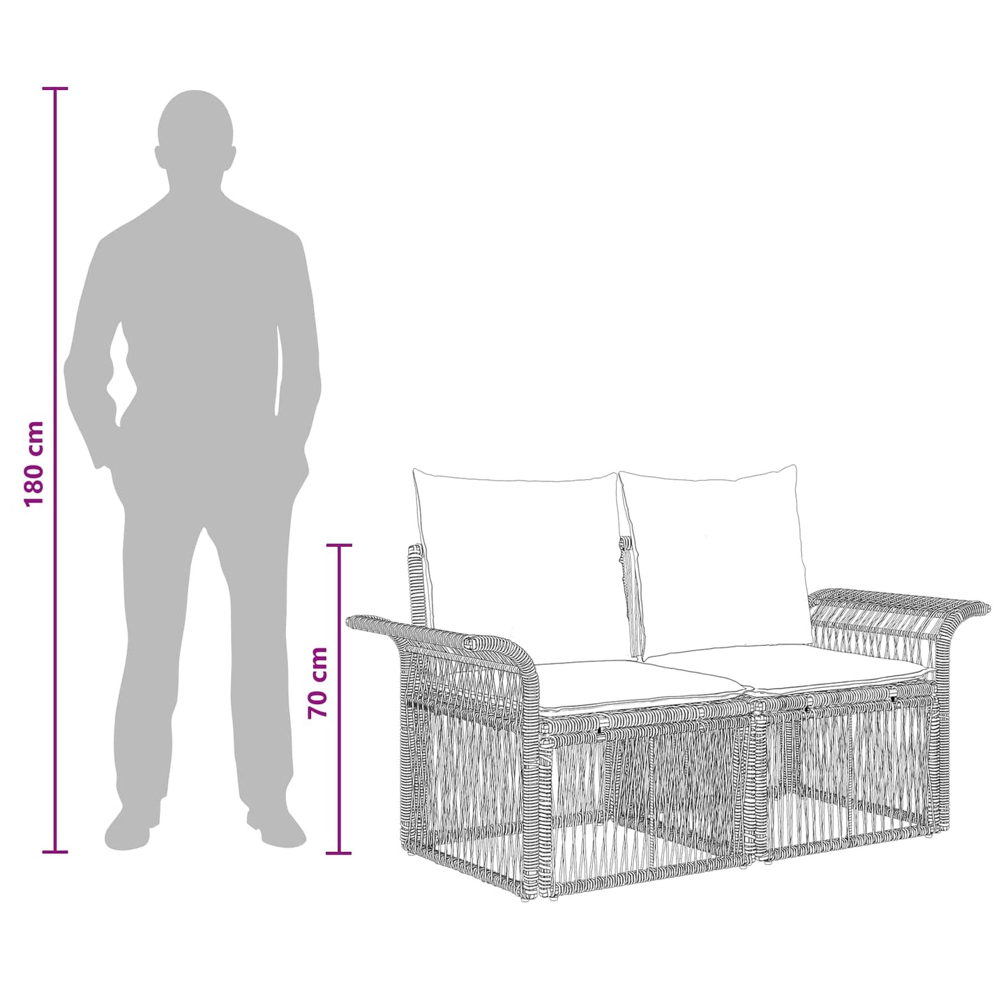 Tuinbankenset 4 pcs Beige poly rattan is nu te koop bij PeponiXL, paradijselijk wonen!