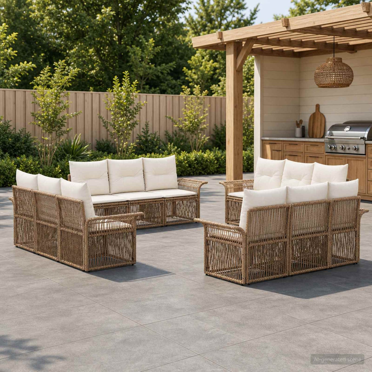 Tuinbankenset 12 pcs Beige poly rattan is nu te koop bij PeponiXL, paradijselijk wonen!