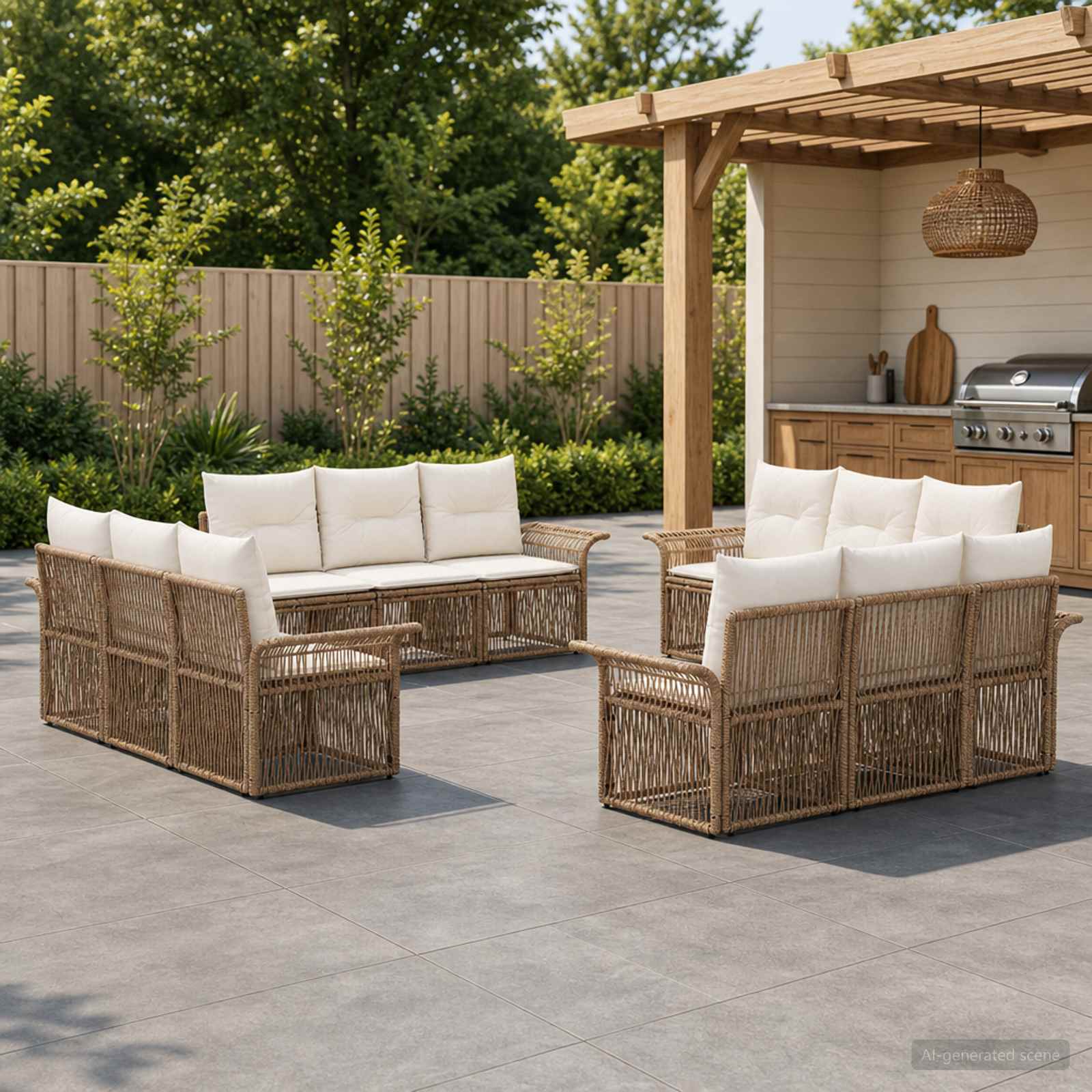 Tuinbankenset 12 pcs Beige poly rattan is nu te koop bij PeponiXL, paradijselijk wonen!