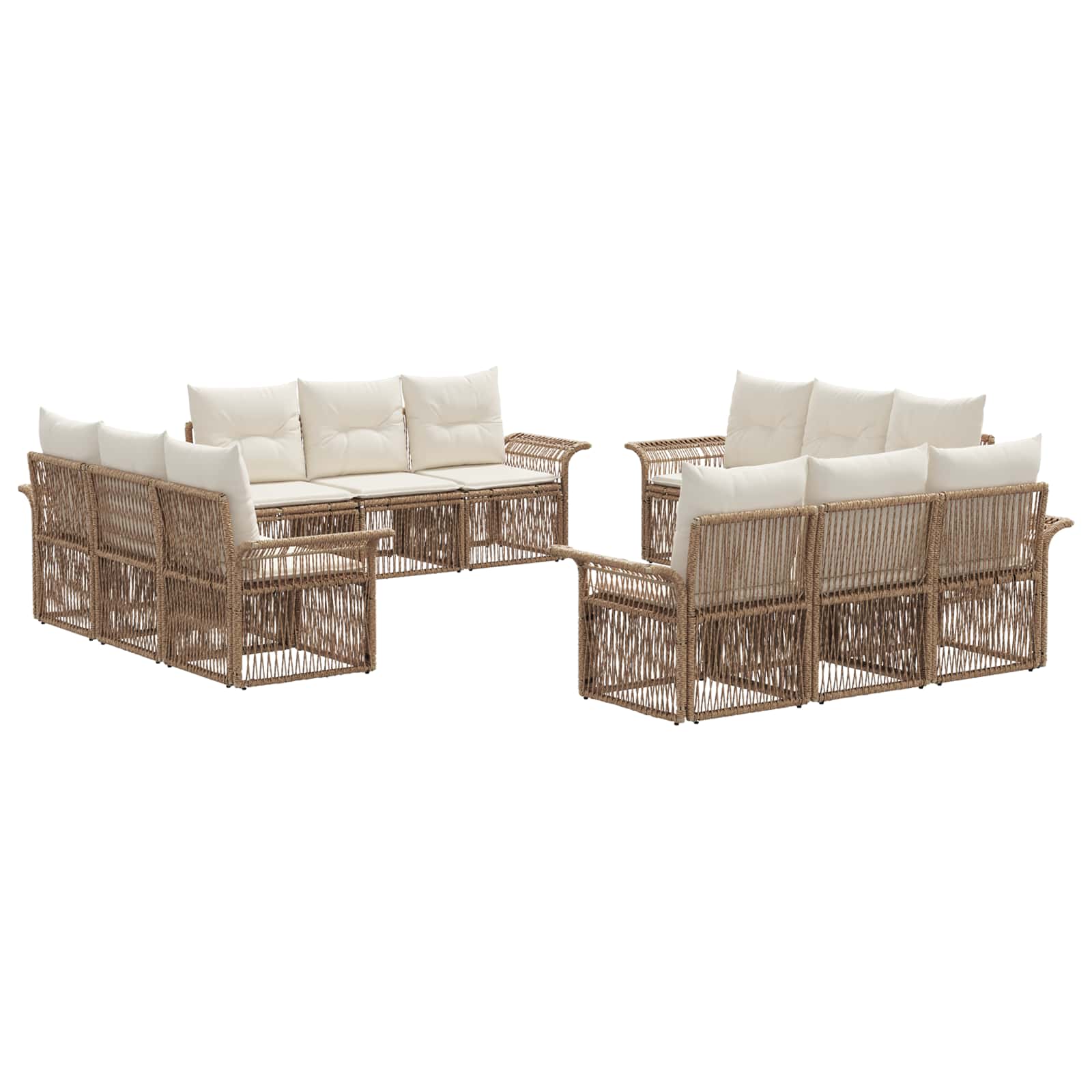 Tuinbankenset 12 pcs Beige poly rattan is nu te koop bij PeponiXL, paradijselijk wonen!