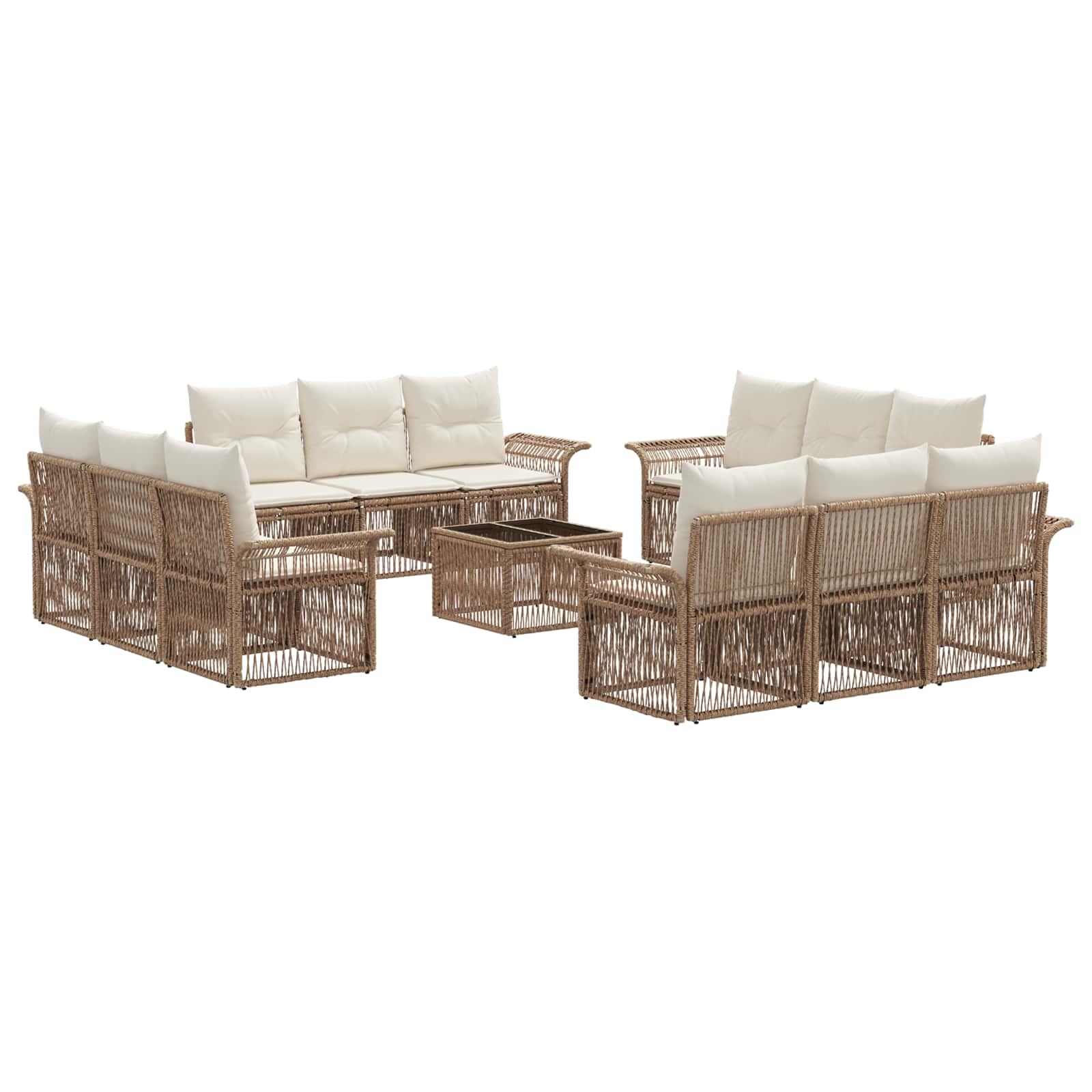 Tuinbankenset 13 pcs Beige poly rattan is nu te koop bij PeponiXL, paradijselijk wonen!