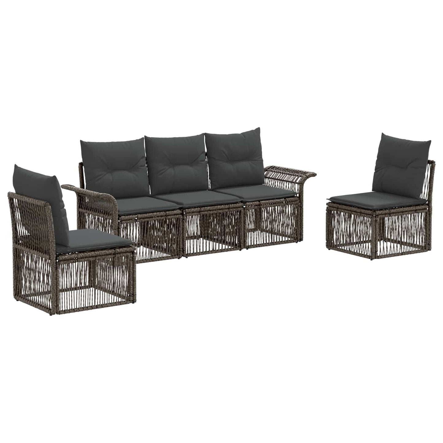 Tuinbankenset 5 pcs Grijs poly rattan is nu te koop bij PeponiXL, paradijselijk wonen!
