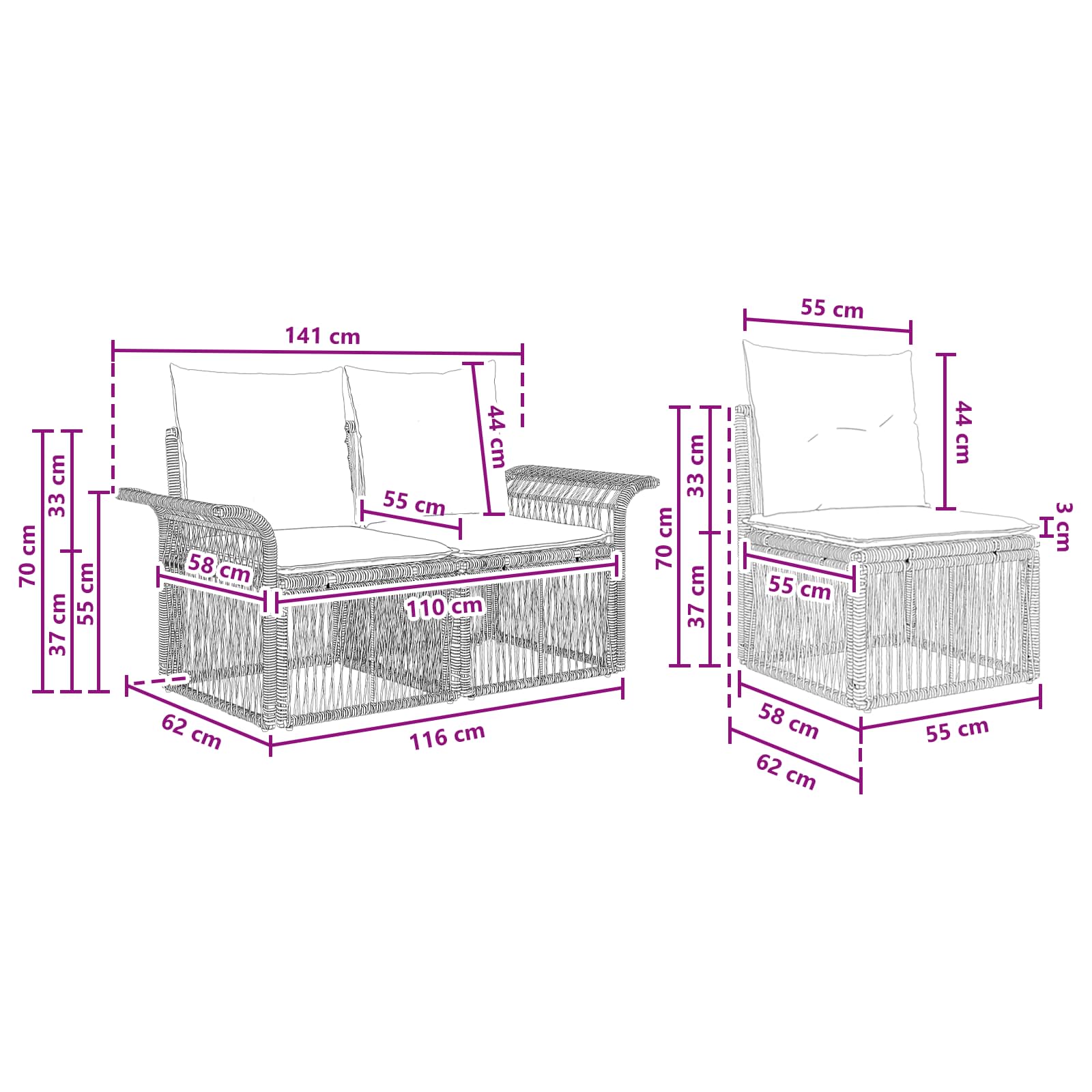 Tuinbankenset 5 pcs Beige poly rattan is nu te koop bij PeponiXL, paradijselijk wonen!