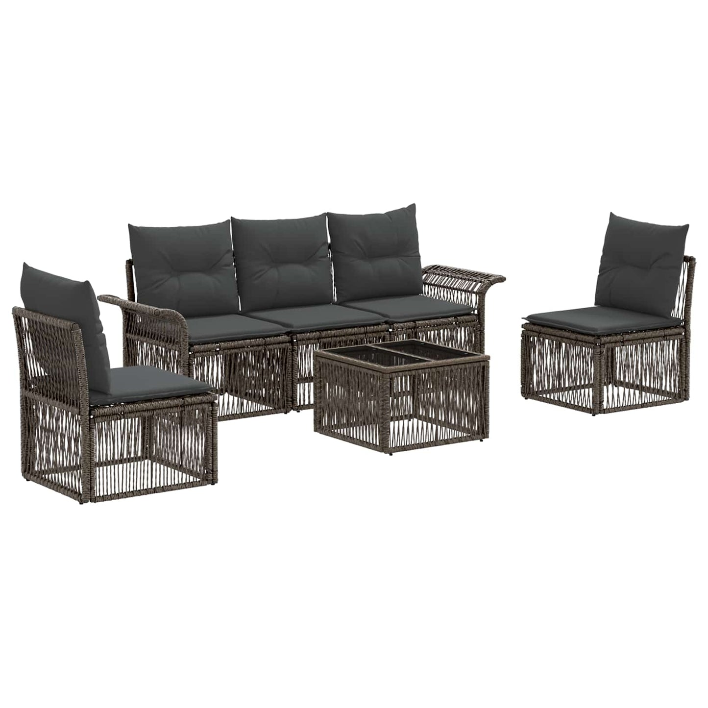 Tuinbankenset 6 pcs Grijs poly rattan is nu te koop bij PeponiXL, paradijselijk wonen!