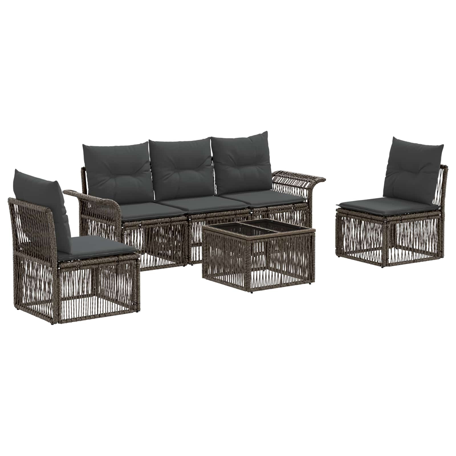 Tuinbankenset 6 pcs Grijs poly rattan is nu te koop bij PeponiXL, paradijselijk wonen!