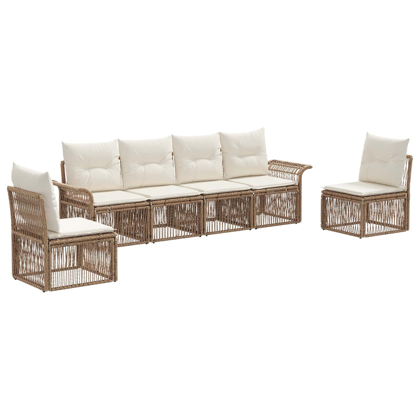 Tuinbankenset 6 pcs Beige poly rattan is nu te koop bij PeponiXL, paradijselijk wonen!