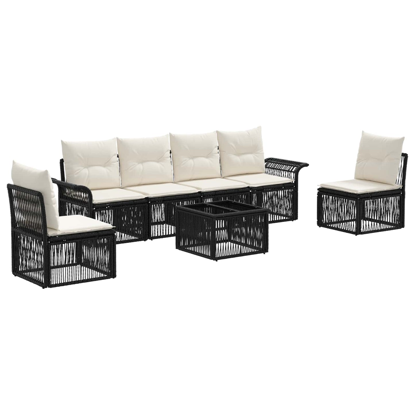 Tuinbankenset 7 pcs Zwart poly rattan is nu te koop bij PeponiXL, paradijselijk wonen!