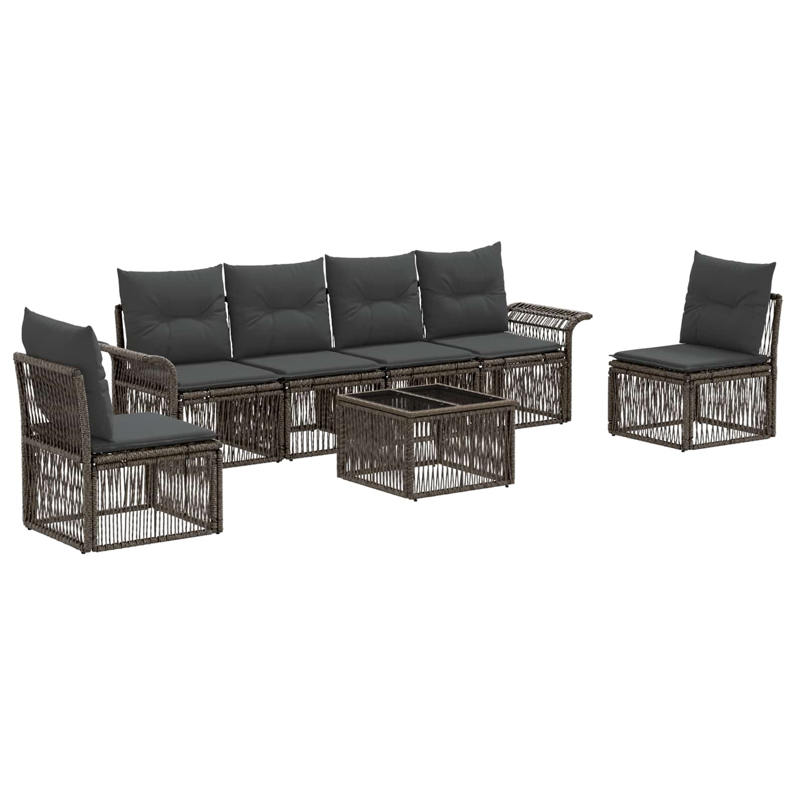 Tuinbankenset 7 pcs Grijs poly rattan is nu te koop bij PeponiXL, paradijselijk wonen!