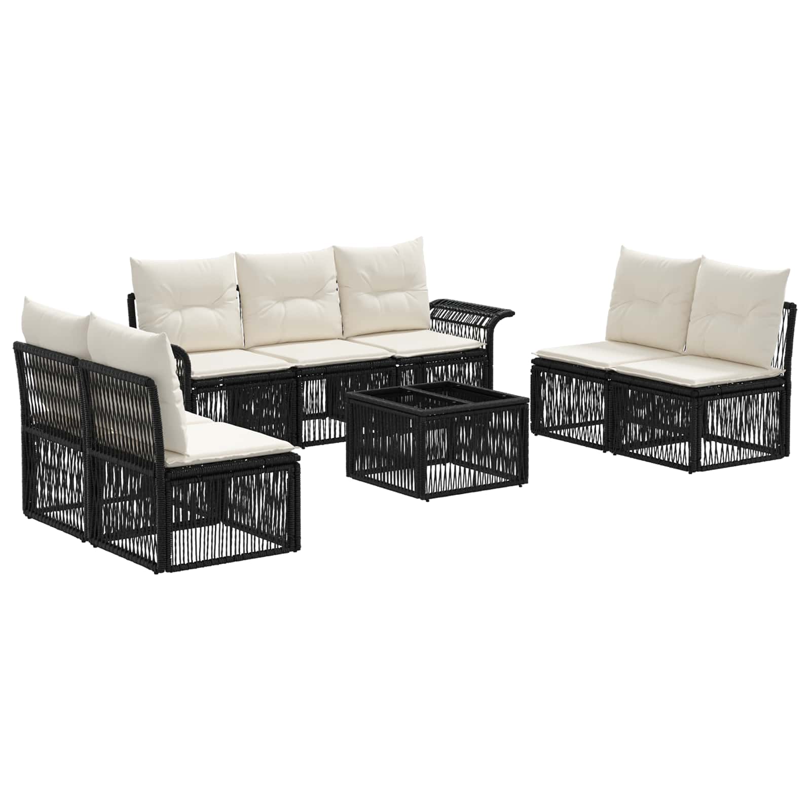 Tuinbankenset 8 pcs Zwart poly rattan is nu te koop bij PeponiXL, paradijselijk wonen!